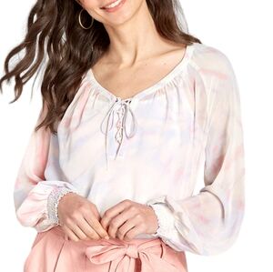 Modcloth Boho Tie Dye Chiffon Blouse
